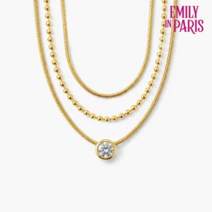 Golden Layers With Stone Necklace