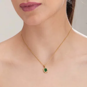 Everyday Exquisite Green Stone Gold Necklace